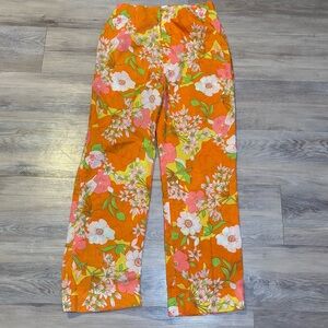 VINTAGE 1960’s Lilly Pulitzer floral mod hippie groovy hr wide leg ankle pants